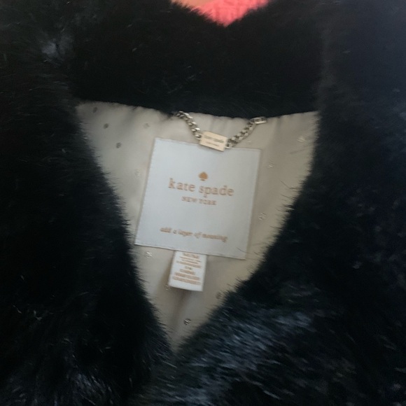 Kate Spade black fur jacket:  bow peplum-medium - Picture 6 of 14